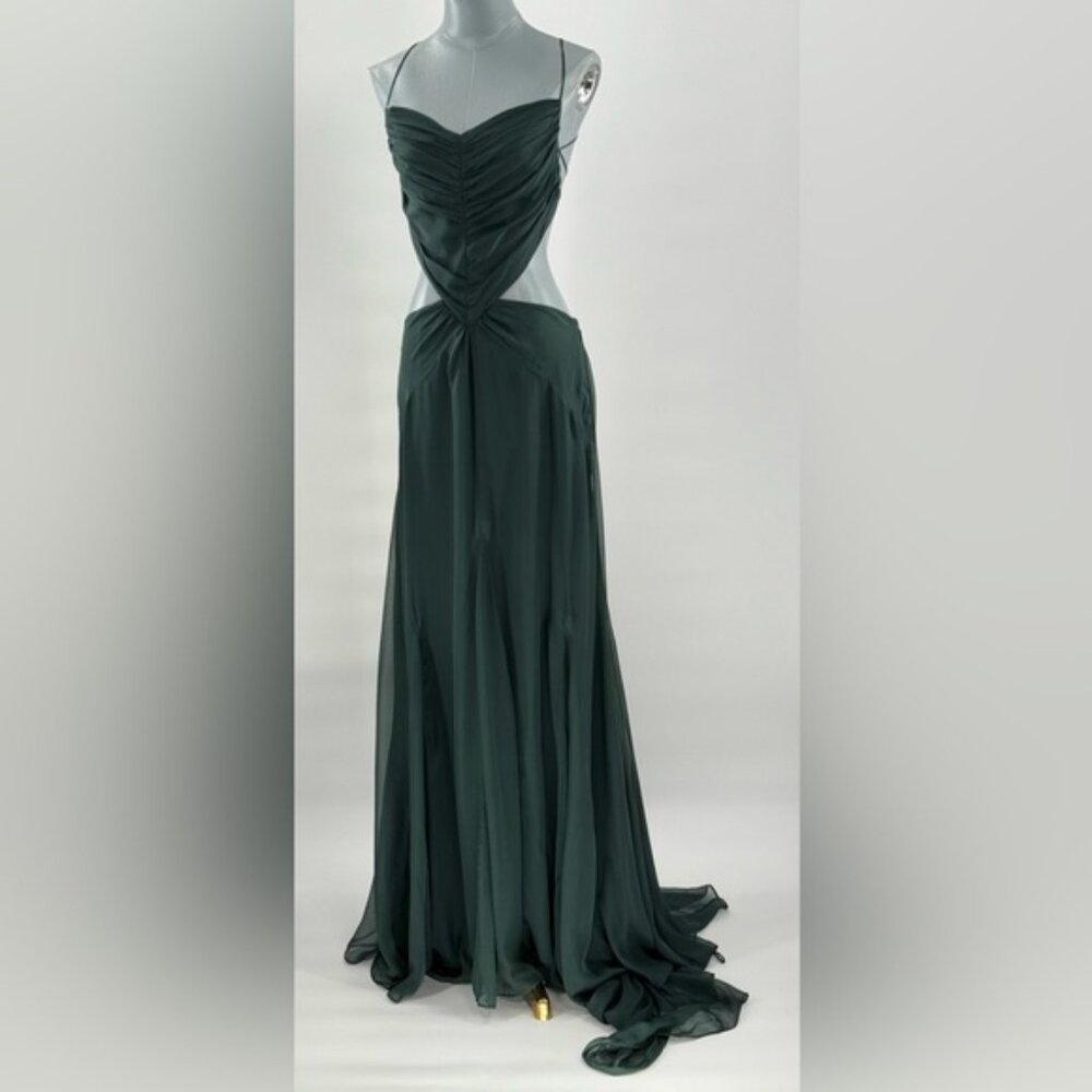 🆕 CULT GAIA 🧿 NWOT Aphea Silk Cut Out Backless Dress, Forest Green - Sz US 8 - Picture 10 of 15